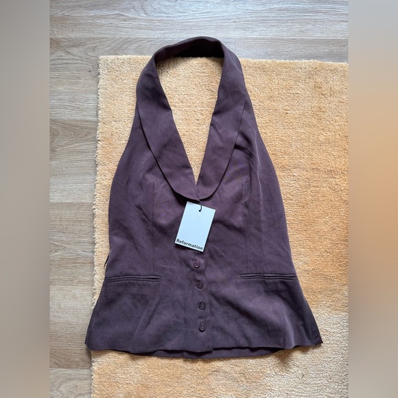 🍂NWT Reformation Alistair Halterneck Button-Up Vest - Picture 8 of 13